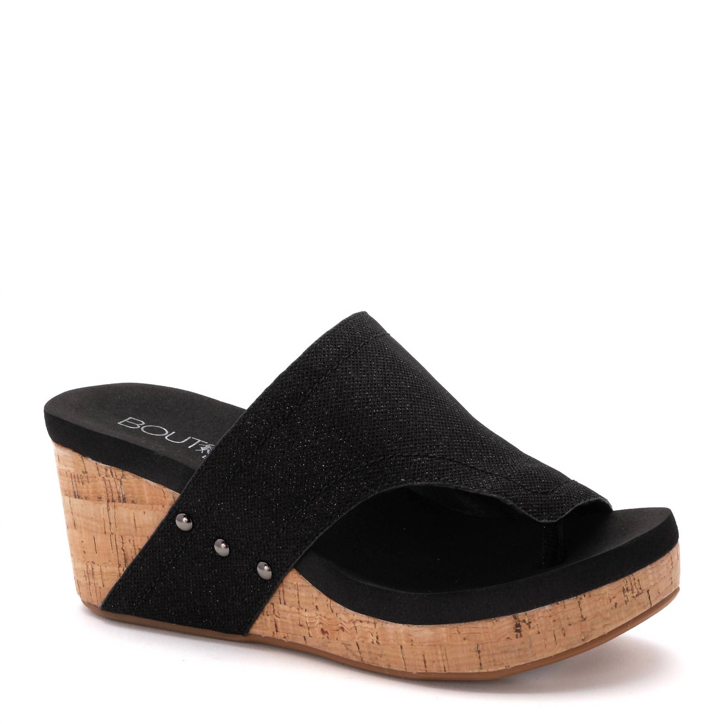 New Corkys Footwear Flirty Wedge Sandal In Black
